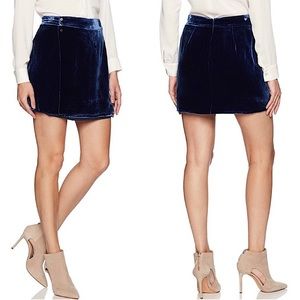 BCBGMAXAZRIA Blue Velvet Wrap Mini Skirt